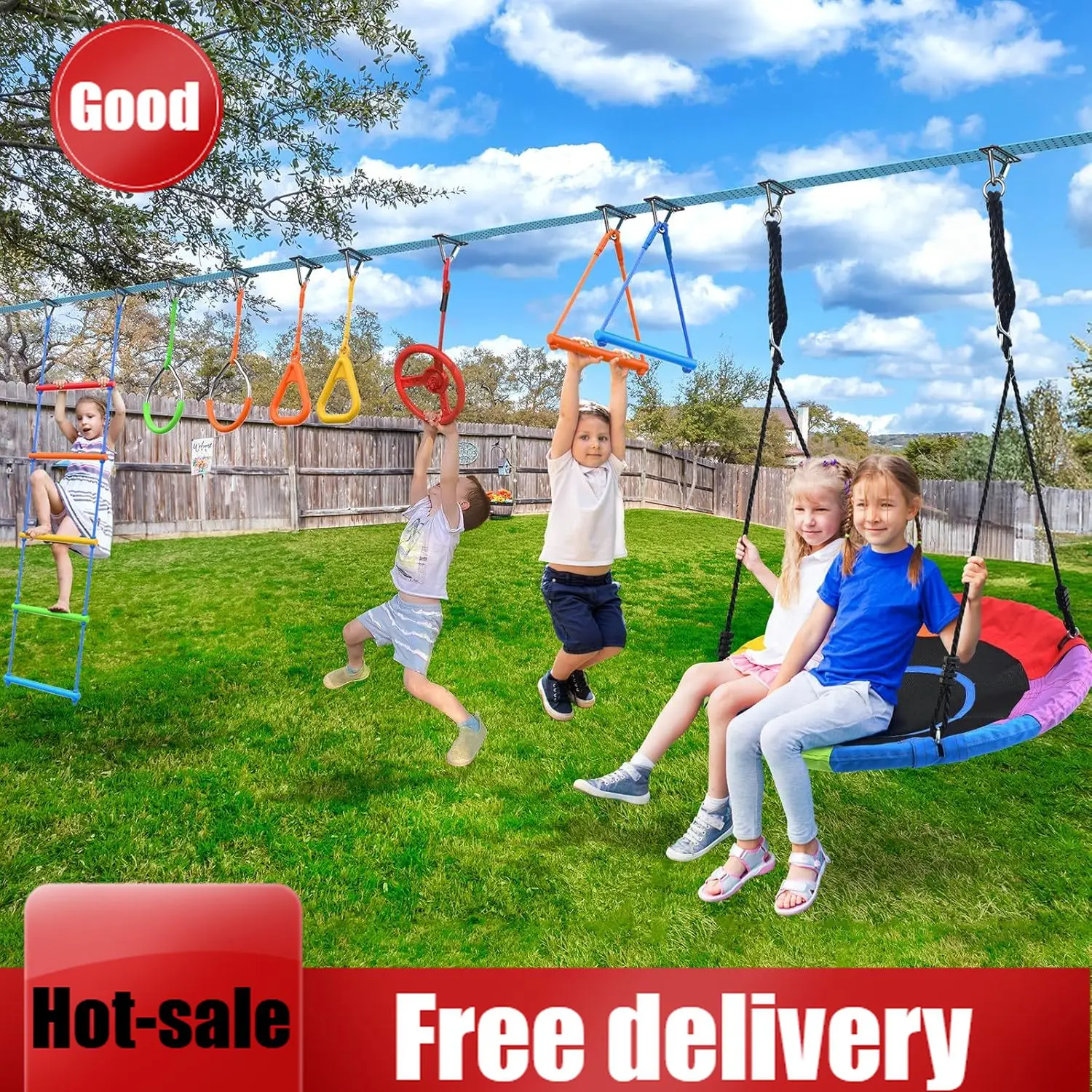 Kids Outdoor Ninja Playset - Conjunto de Balanço Hapfan 50 FT