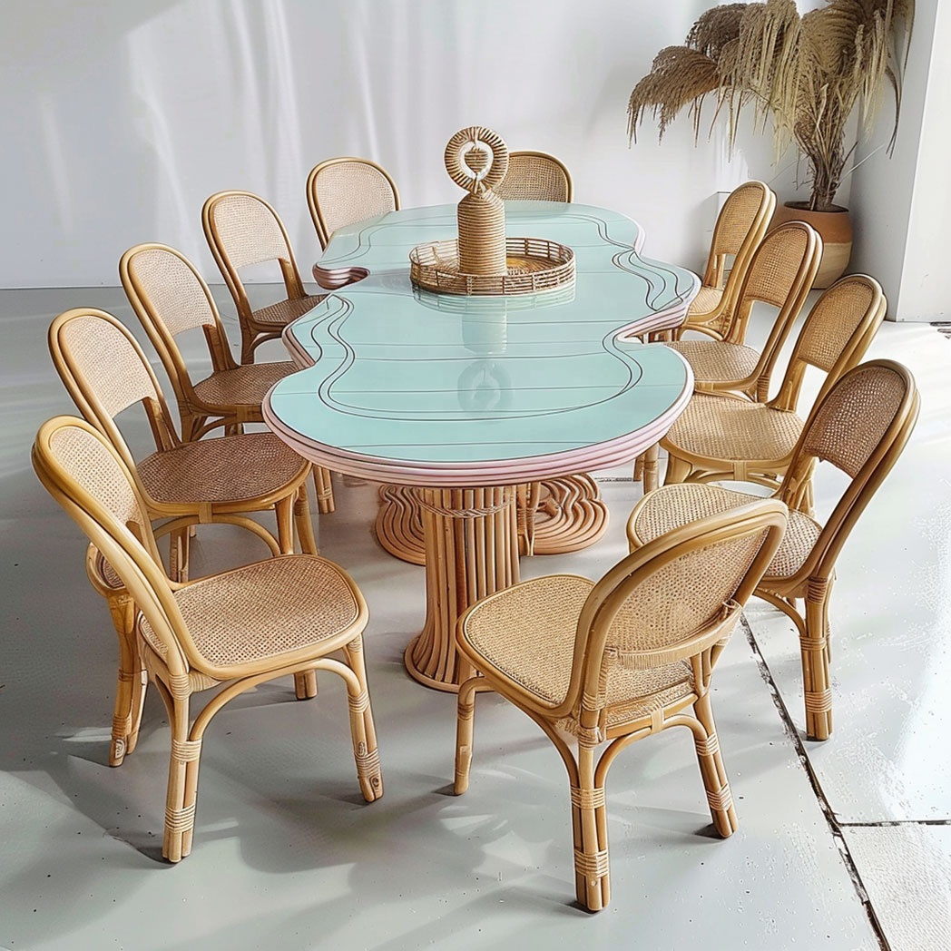 Mesa de Jantar Longa de Rattan - Kids Outdoor Dining Table avaliação e preço