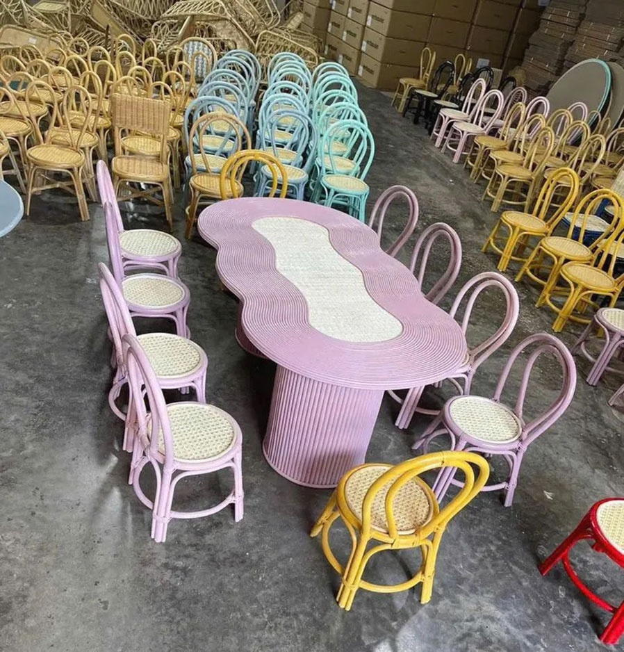 Mesa de Jantar Longa de Rattan - Kids Outdoor Dining Table avaliação e preço