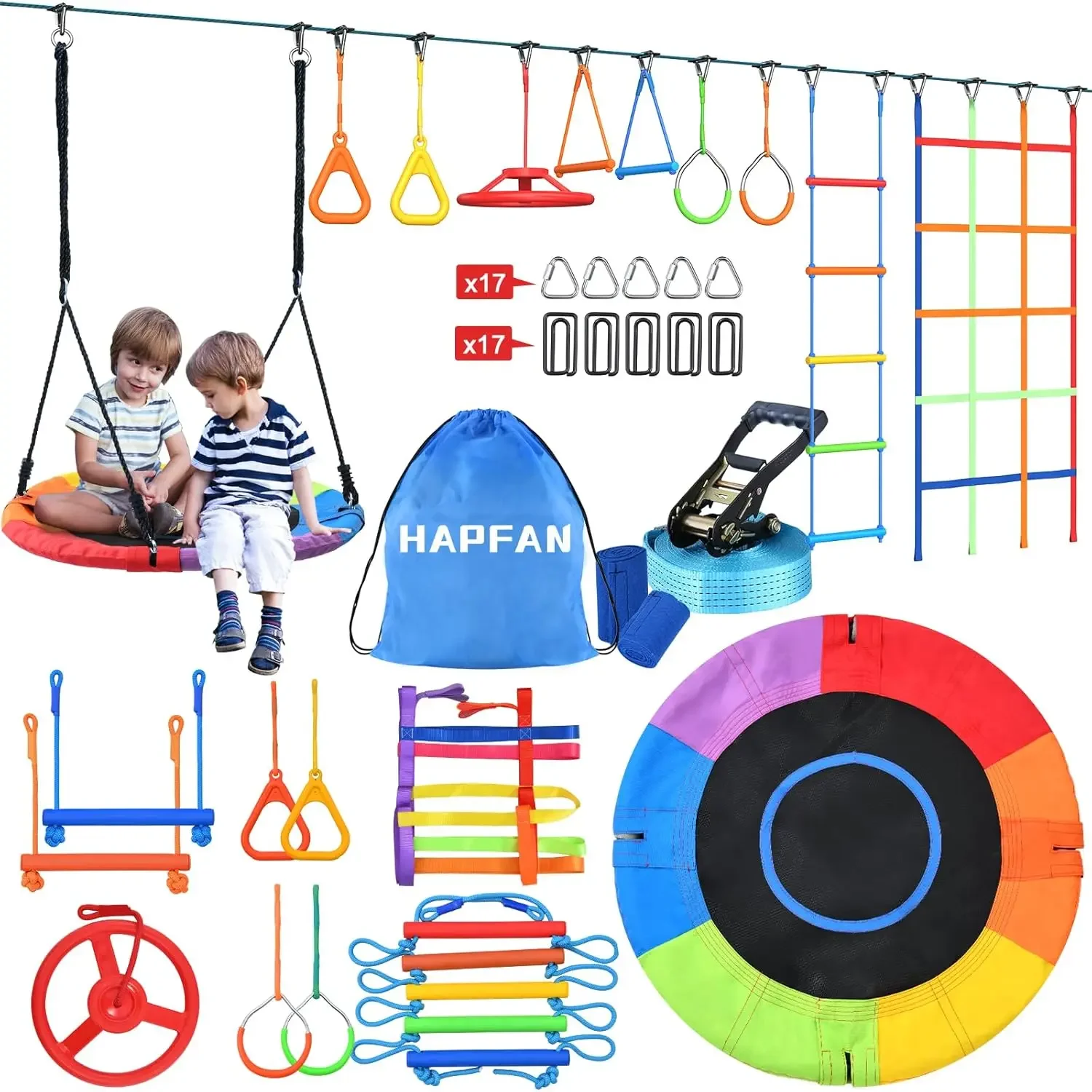Conjunto de Balanço Hapfan 50  - Kids Outdoor Ninja Playset avaliação e preço